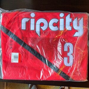 Nike Portland Trailblazers RIPCITY Jersey, Red and Black, CJ McCollum